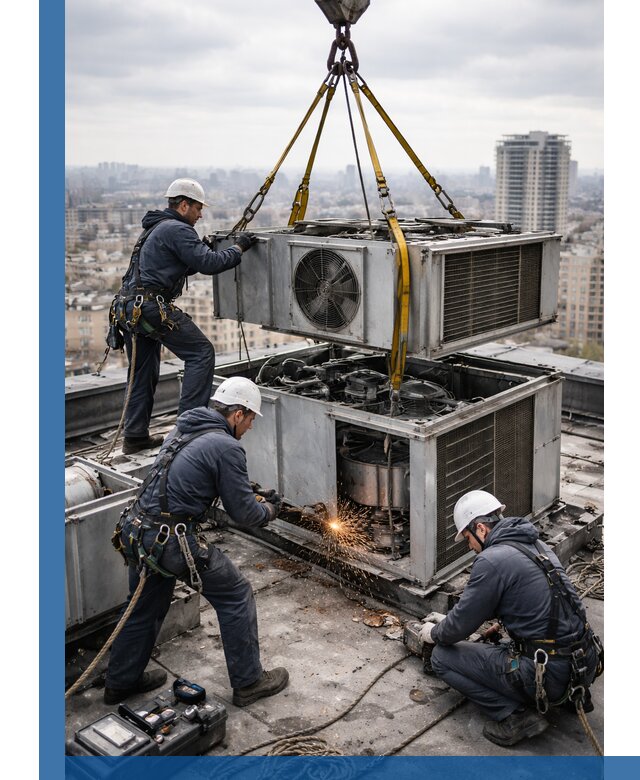 Демонтаж крышной установки в Краснокамске любой сложности