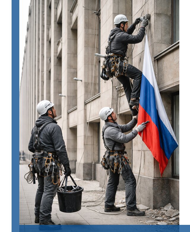 Профессиональная установка флагов на фасаде в Краснокамске