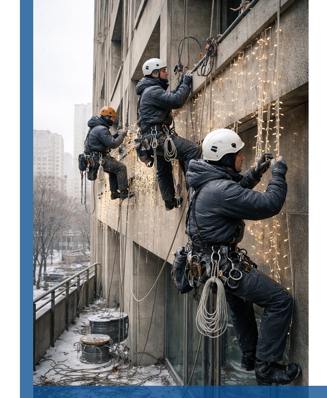 Монтаж новогодней иллюминации и украшение фасадов в Краснокамске