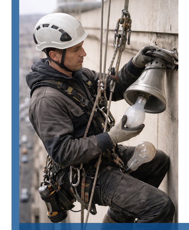 Замена ламп на высоте в Краснокамске профессионально и быстро