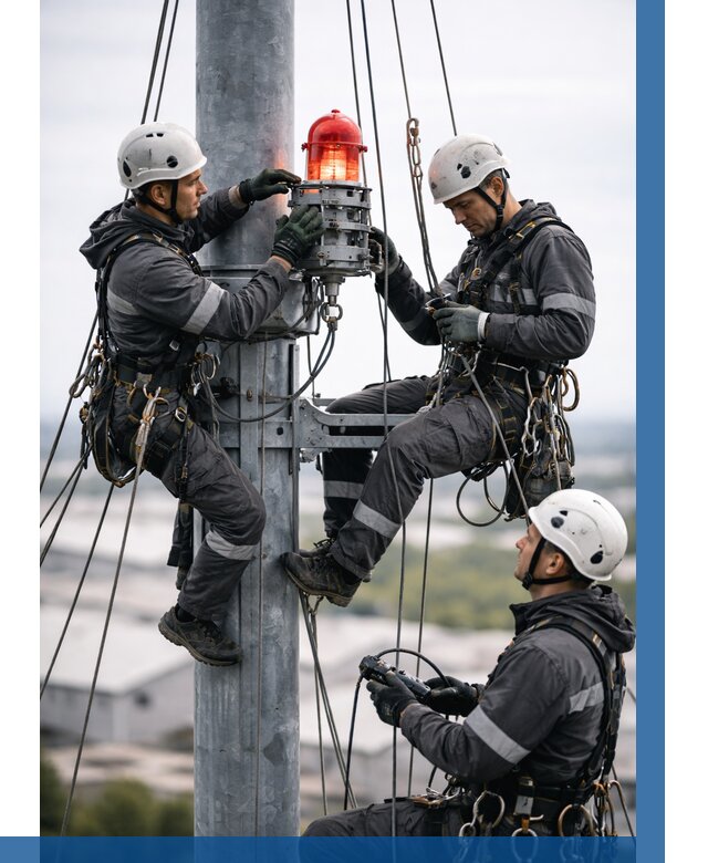 Монтаж заградительных огней в Краснокамске от 8616 р. | ВЫСОТНИК-Кнм