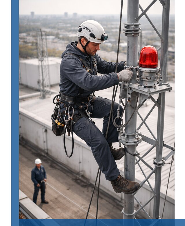 Монтаж заградительных огней и обслуживание объектов в Краснокамске