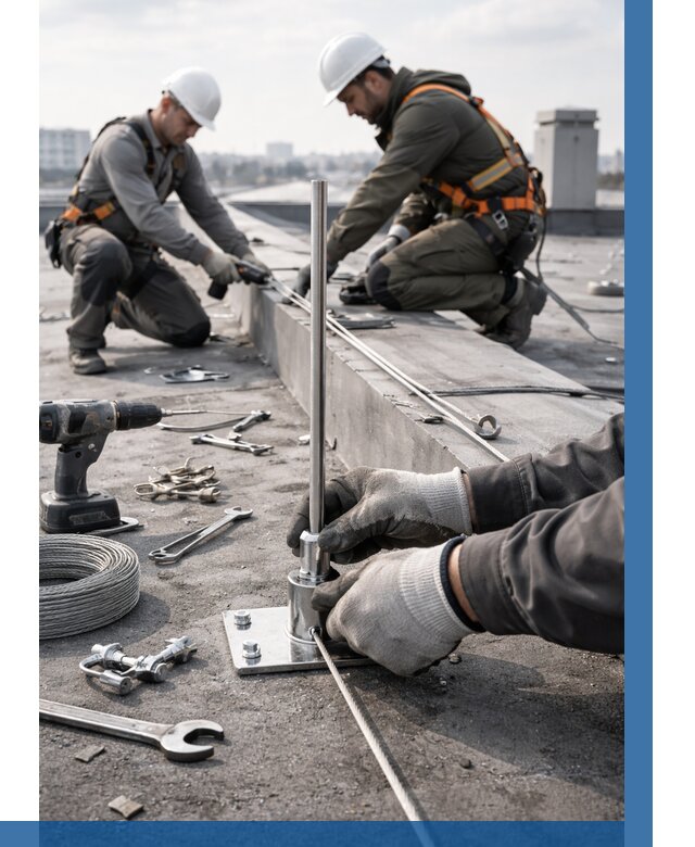 Монтаж молниезащиты на кровле в Краснокамске цена от 25343 р. | ВЫСОТНИК-Кнм