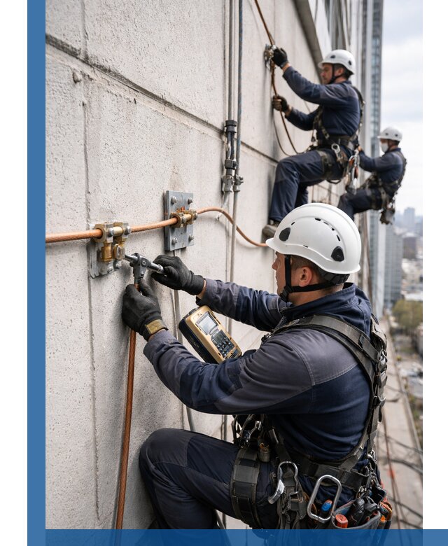 Монтаж системы заземления здания и молниезащиты в Краснокамске