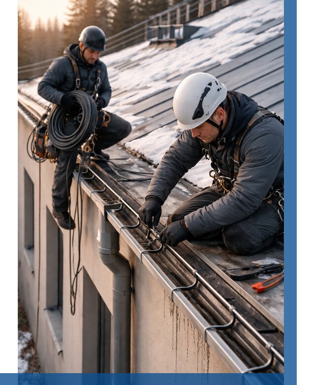 Монтаж греющего кабеля на кровле в Краснокамске от 456 р. | ВЫСОТНИК-Кнм