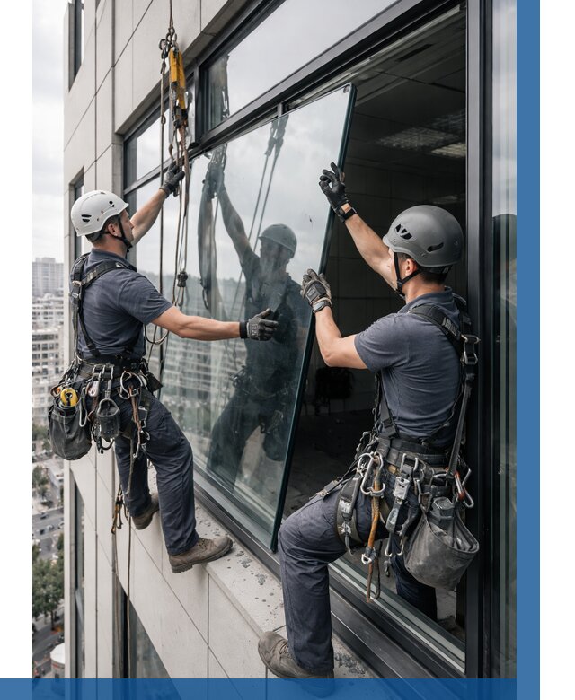 Замена стеклопакетов на высоте в Краснокамске от 5575 р. | ВЫСОТНИК-Кнм