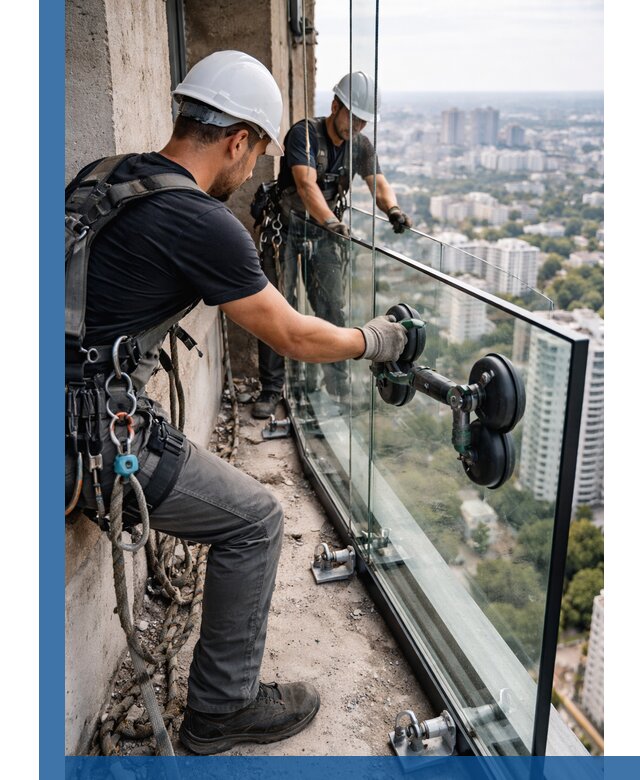 Монтаж стеклянных ограждений под ключ с гарантией в Краснокамске