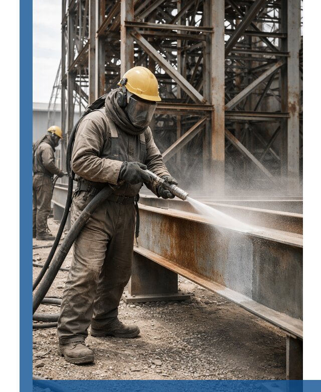 Пескоструйная очистка металлоконструкций в Краснокамске промышленная