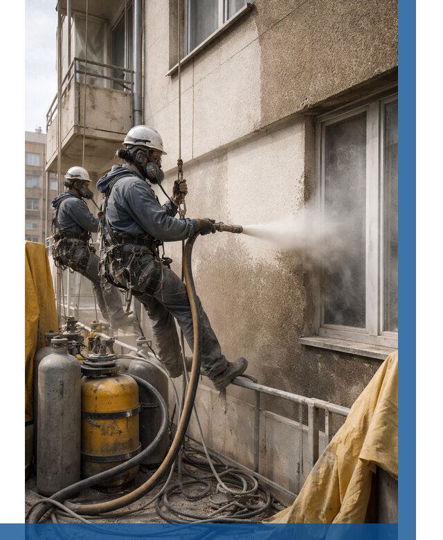 Пескоструйная очистка фасада в Краснокамске от 659 р. | ВЫСОТНИК-Кнм