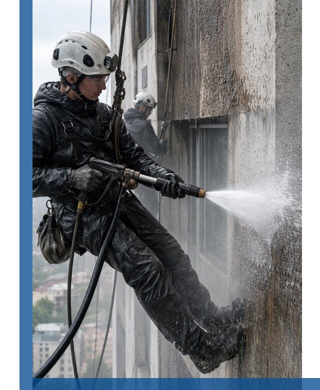 Гидроструйная очистка фасадов и конструкций в Краснокамске