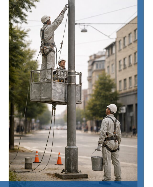 Покраска опор освещения в Краснокамске от 5069 р. | ВЫСОТНИК-Кнм