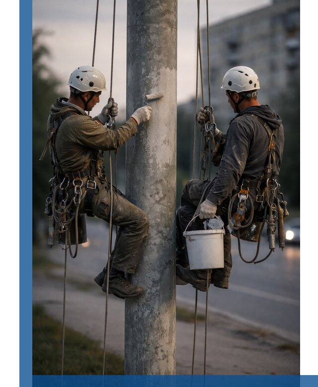 Покраска опор освещения и антикоррозийная защита в Краснокамске