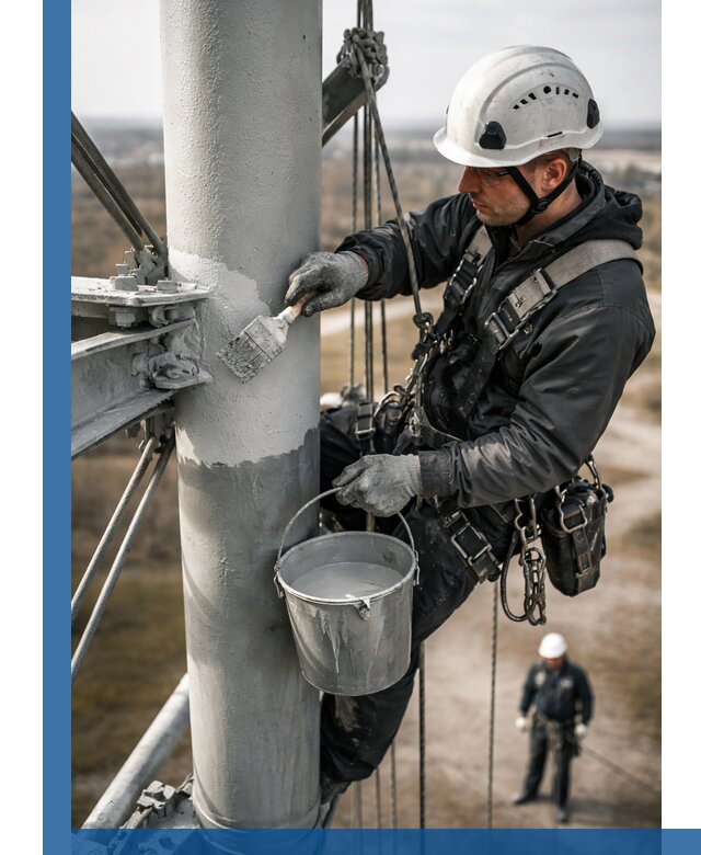 Покраска мачт связи в Краснокамске промышленными альпинистами