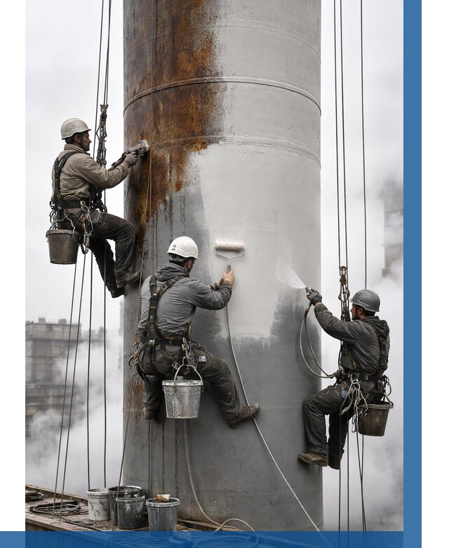 Покраска дымовых труб в Краснокамске от 8616 р. | ВЫСОТНИК-Кнм