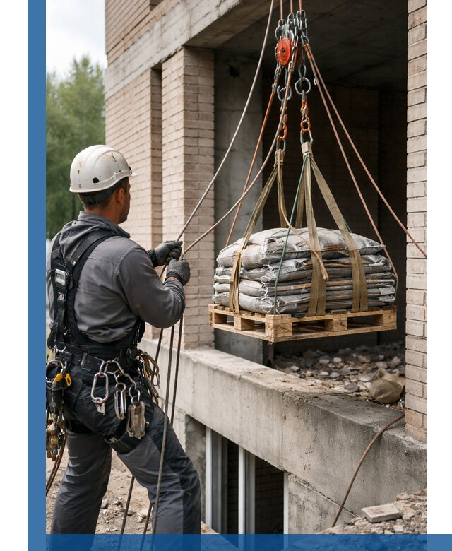 Подъем материалов на этаж веревками в Краснокамске оперативно