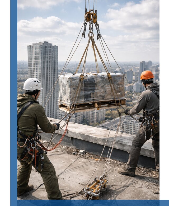 Подъем и монтаж крупногабаритных грузов на крышу в Краснокамске