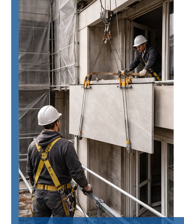 Подъем керамогранита на этаж в Краснокамске грузчиками и техникой