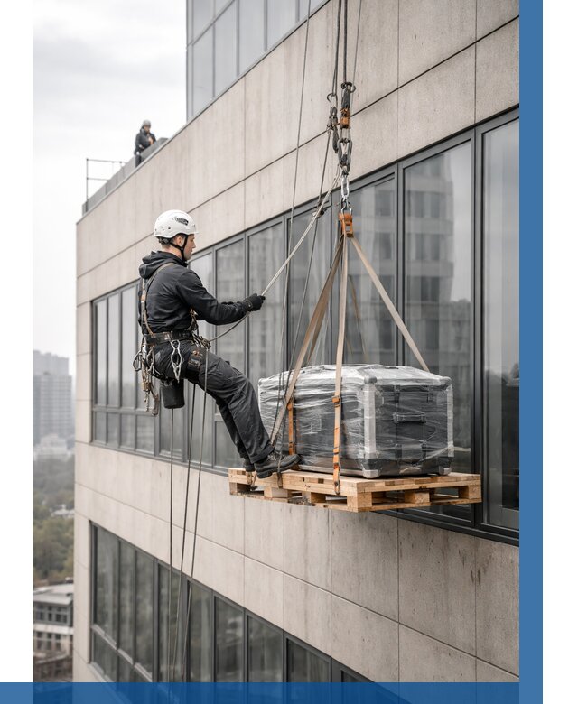 Спуск груза по фасаду в Краснокамске от 3548 р. | ВЫСОТНИК-Кнм