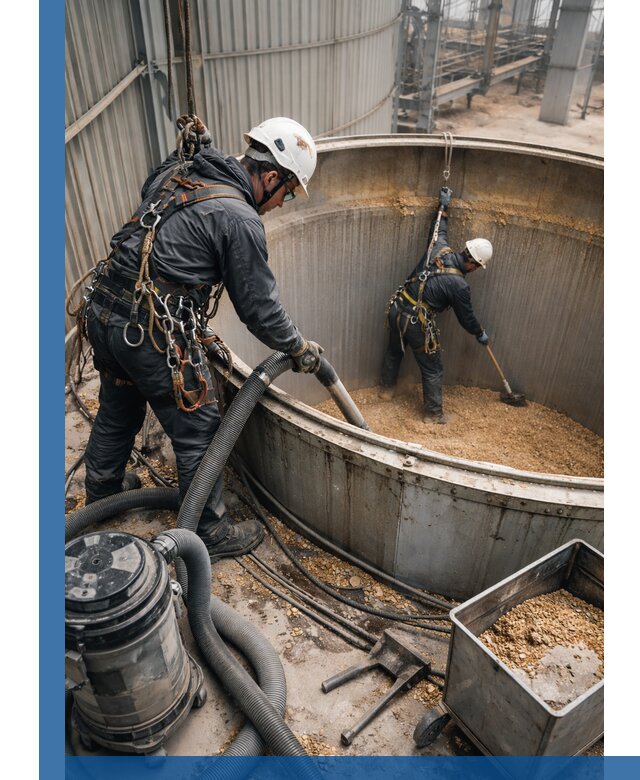 Профессиональная чистка зерновых бункеров в Краснокамске с выездом