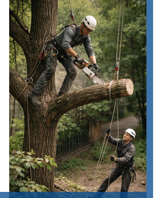 Спил деревьев альпинистами в Краснокамске от 8110 р. | ВЫСОТНИК-Кнм