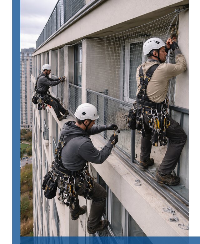 Профессиональный монтаж защитной сетки от птиц в Краснокамске